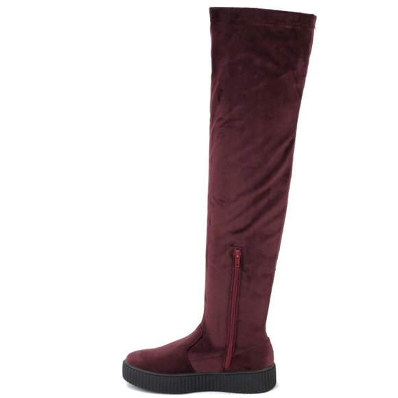 NWOT Burgundy "Lynbrook" Velvet Over the Knee Boot - Picture 4 of 5